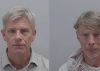 Official mugshots released by The Department of Homeland Security of the two men accused of planning to carry out an attack against US Immigration and Customs Enforcement agents, John Wilson Bennett and Mark Booth Bennett.
