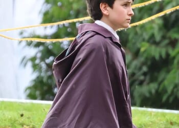 Harry Potter filming resumed this week, as stars of the HBO series, including took to the historic Ashridge Estate to film Quidditch scenes (Dominic McLaughlin, who plays Harry, pictured)