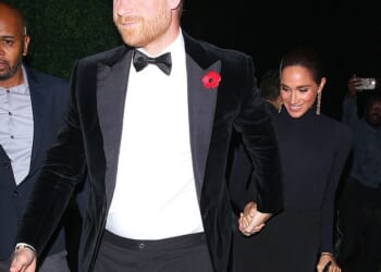 Prince Harry held Meghan's hand as he led her into the lavish James Bond-themed birthday party on Saturday night - but pictures of them with Kris Jenner and Kim Kardashian inside were posted online and then deleted