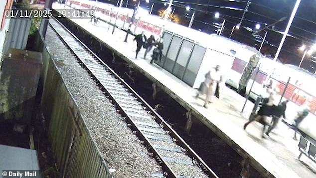 Terrified passengers were seen running along Huntingdon station's platform 2 trying to escape