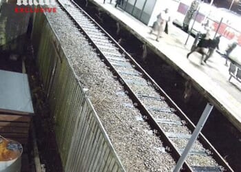 Terrified passengers were seen running along Huntingdon station's platform 2 trying to escape on Saturday night