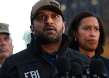 FBI Director Kash Patel, joined by D.C. Mayor Muriel Bowser, speaks to the media following the shooting of two National Guard soldiers on Nov. 26, 2025, in Washington, D.C.