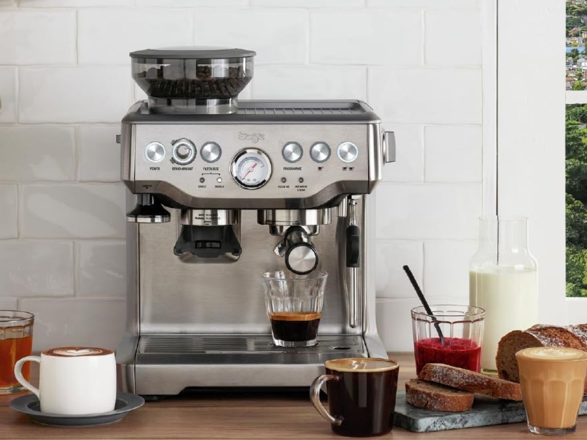 Sage coffee machine in a kitchen setting.