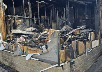 Mike Chesworth bravely spoke out on a documentary endless struggles of life at Wyre Country Park in Lancashire. Then his lodge, pictured, was then burned to the ground