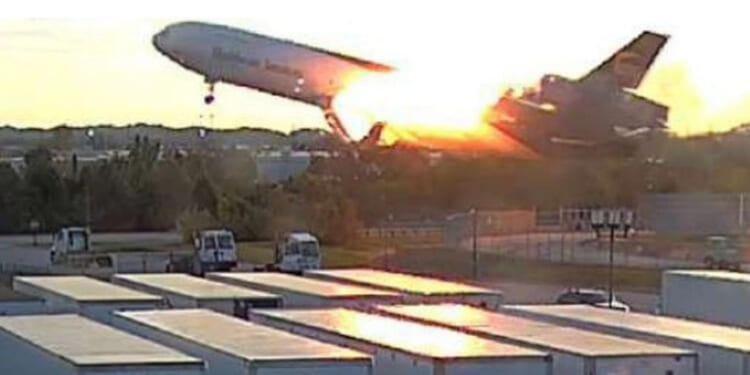 Horrifying new pics show Boeing engine fly off wing in fireball before UPS plane crash left 14 dead