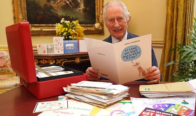 King Charles reads cards and messages sent by well-wishers following his cancer diagnosis