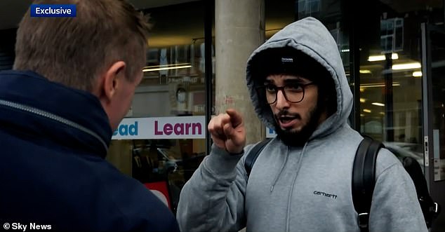 When confronted by a Sky News journalist, Kaddour-Cherif plays off he is not he inmate at large and instead claims he saw the wanted man cycle away on a lime bike moments ago