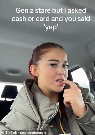 Gen Z are hitting back at claims they just 'stare' at people rather than speaking to them (pictured, Sophie Louise Ashmore)