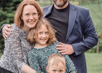 Gini Harrison with her husband Peter and children Michael and Emily. Just before Christmas 2021, Gini was told she had stage four lung cancer