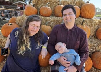 Katie Paul, 33, left, detained by ICE in front of her husband and six-month-old baby boy