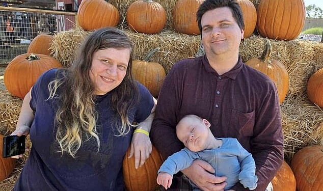 Katie Paul, 33, left, detained by ICE in front of her husband and six-month-old baby boy