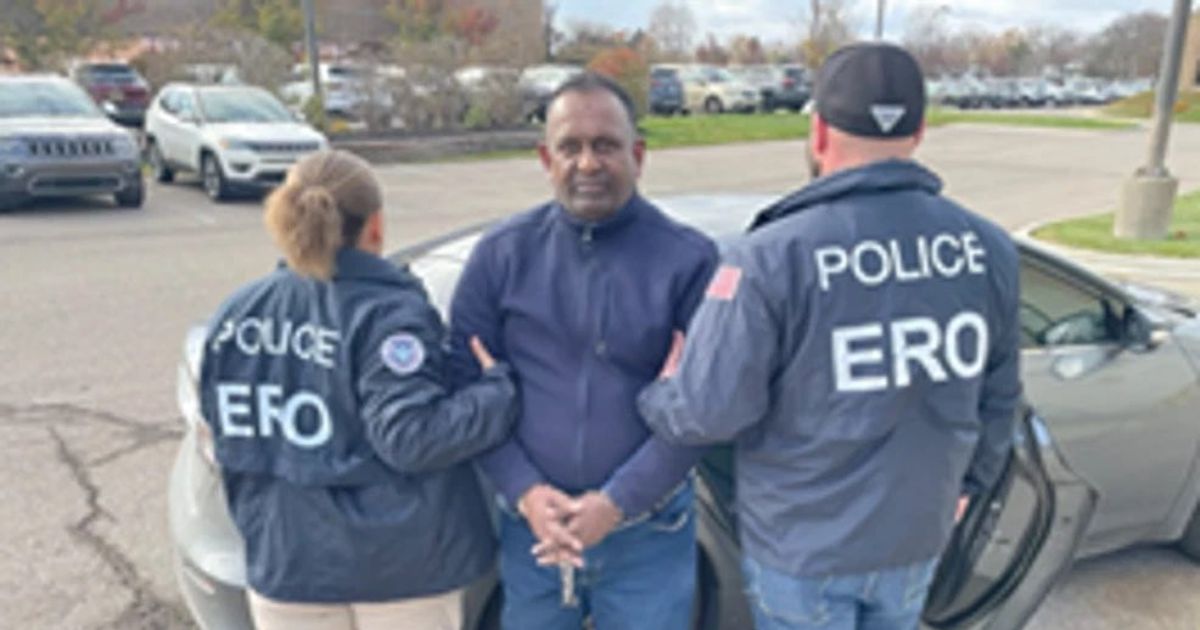 Immigration and Customs Enforcement officers arrested Sri Lankan national Sumith Gunasekera in Detroit, Michigan, on Nov. 12, 2025.