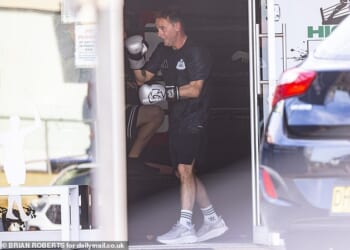 Ant McPartlin was put through his paces as he took a break from hosting I'm A Celebrity to attend a boxercise class near his hotel Down Under in Cabarita