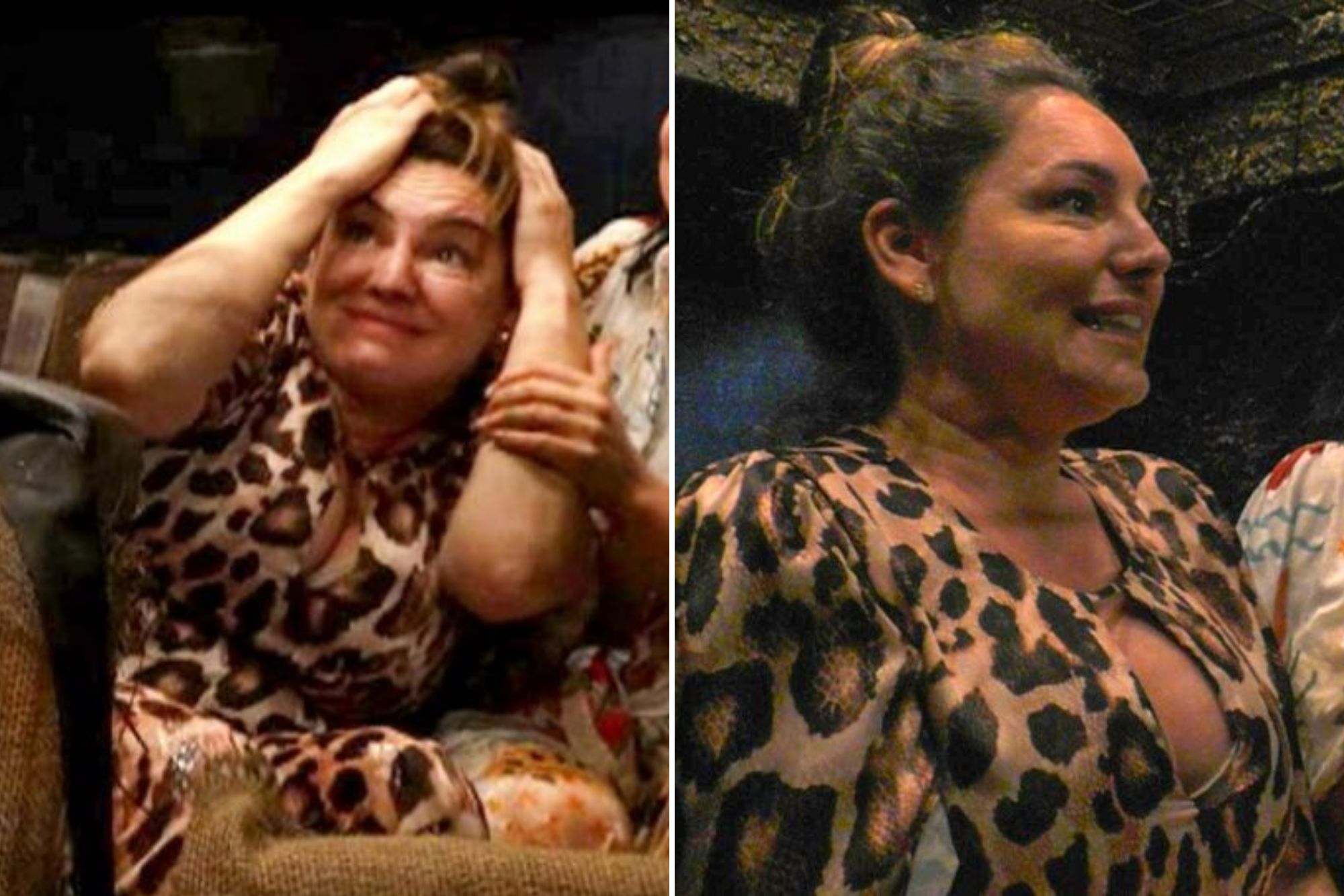 An image collage containing 2 images, Image 1 shows Martin Kemp, Kelly Brook, and Shona McGarty during the Cockie Van Challenge on 'I'm a Celebrity... Get Me Out of Here!', Image 2 shows Kelly Brook and Shona McGarty in a scene from "I'm a Celebrity... Get Me Out of Here!"