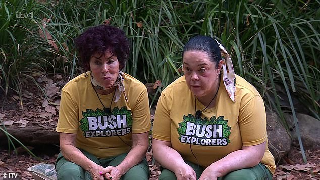 During the latest episode, the Emmerdale actress, 49, appeared to have a swollen and reddened left eye, though she made no mention of any discomfort while taking part in the hit ITV show (L-R Ruby Wax and Lisa Riley)