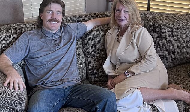For self-described 'stay-at-home son', Luke Parkhurst (pictured with his mother, Patty), living under his mother's roof and taking care of the home is a welcome relief from city life