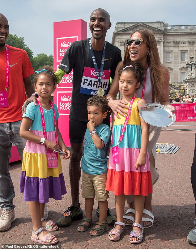 Sir Mo Farah with his wife Tania and three of their children