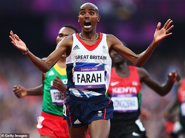 Sir Mo Farah wins gold for Great Britain at the men's 5,000-metre race in the 2012 London Olympics