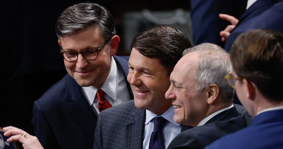 Speaker of the House Mike Johnson, left; House Budget Committee Chairman Jodey Arrington, center; and Majority Leader Steve Scalise, right, pose for a selfie as the House votes on the One Big Beautiful Bill Act at the U.S. Capitol in Washington, D.C., on July 3.
