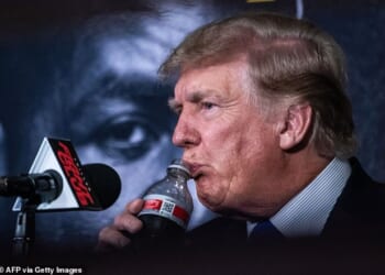 It has been widely reported that President Trump frequently enjoys a diet soda, which sometimes contains sorbitol (file photo)