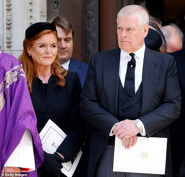 Andrew pictured with his ex-wife Sarah Ferguson in September. He has been spending his final days at Royal Lodge 'ranting to himself' while she has been hiding at the secret 'Doghouse' bar