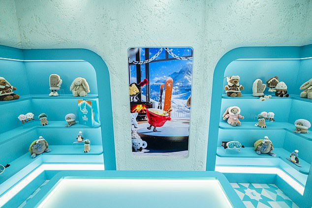 The Jellycat display at the Glass Box pop-up shop at The Grove in Los Angeles