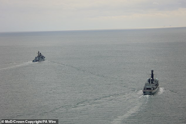 UK crews shadowing a Russian warship and a freighter through UK seas, amid a warning that Moscow is sending a rising number of vessels through British waters, September 25, 2025