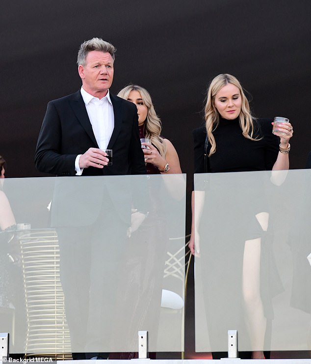 The Beckhams and the Ramsays have long been friends (Gordon, Tilly and Holly Ramsay pictured at Brooklyn and Nicola's Palm Beach wedding in 2022)