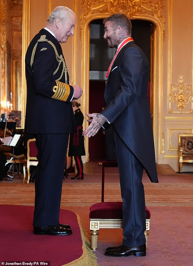 Significantly, David was wearing a suit designed by his wife for the 'proudest moment' of his life so far