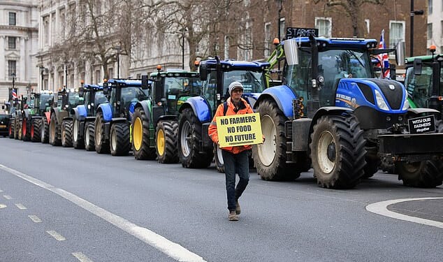A protester demands greater support for farmers during a London rally last year