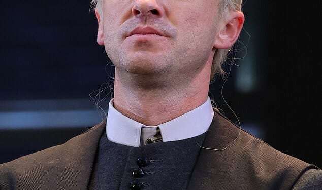 Tom Felton continued to show his support for controversial Harry Potter author JK Rowling as he reprised his role of Draco Malfoy in a Broadway show on Tuesday night