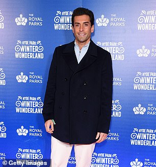 James showed off his weight loss in the blue jumper and jacket