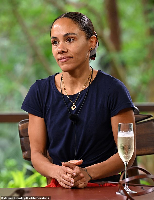 The now ex campmate and former Lioness, 41, was the first contestant to get booted out on Friday night's episode after 14 days in the jungle (Alex pictured after her eviction)