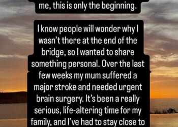 Jess Glynne has revealed she was unable to greet Alex Scott on the I'm A Celeb bridge because her mother has suffered a 'major stroke and underwent brain surgery'
