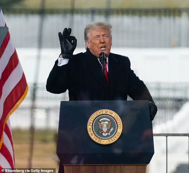 President Donald Trump speaks during a Save America Rally near the White House in Washington DC on January 6, 2021
