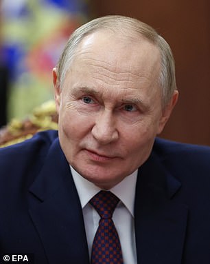 Pictured: Putin attends a meeting in Moscow on November 10 2025