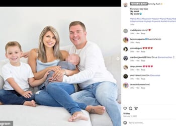 In a post dated February 2021, Kara Leavitt shared an image of herself alongside her husband Michael, their son Jackson and her stepson Michael Jr