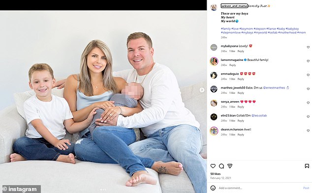 In a post dated February 2021, Kara Leavitt shared an image of herself alongside her husband Michael, their son Jackson and her stepson Michael Jr