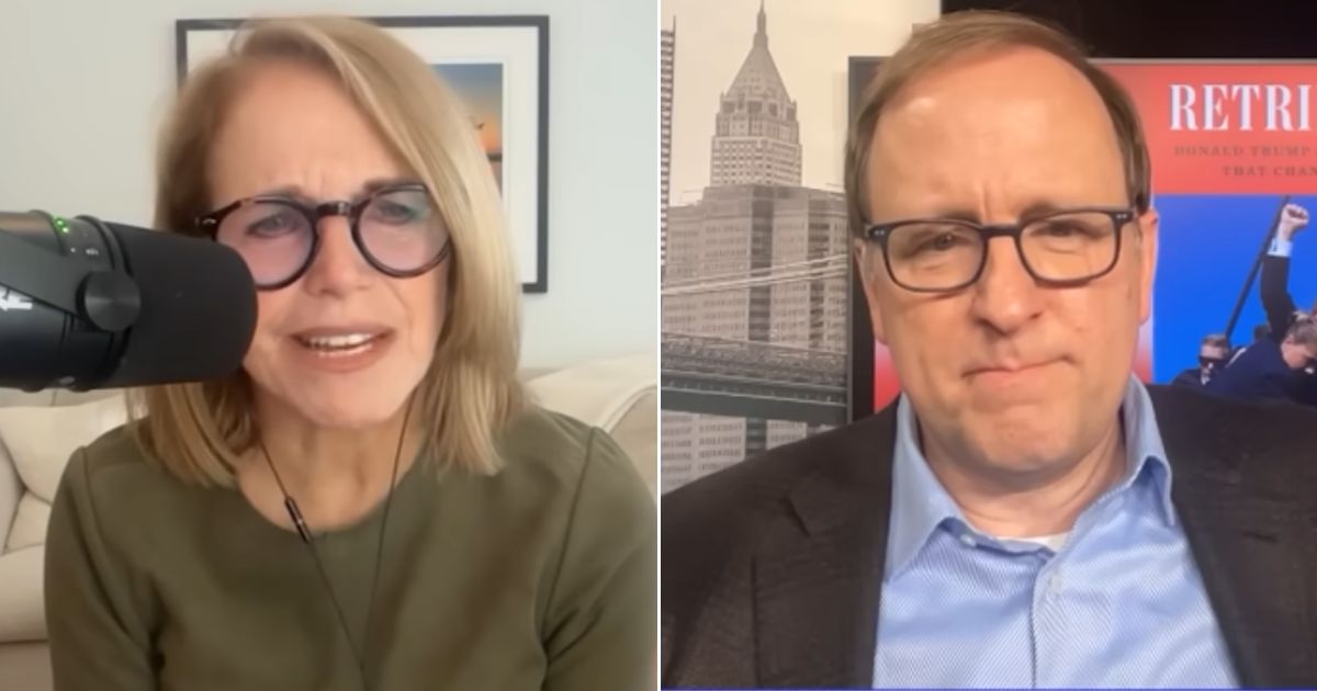 Podcaster and former network journalist Katie Couric, left, told ABC's Jonathan Karl she'd ceased trying to be impartial about President Donald Trump after he unveiled a picture of an autopen to represent Joe Biden's presidency.