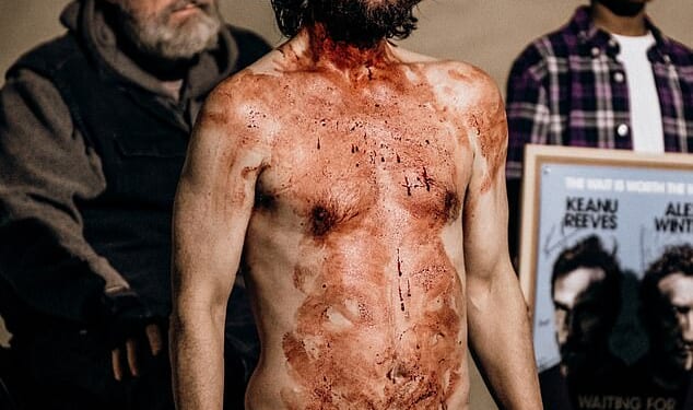 Keanu Reeves, 61, stripped down to his underwear while covered in fake blood during his latest Broadway performance