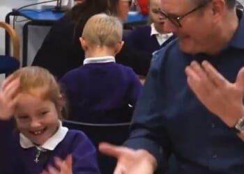 Sir Keir Starmer performed the 'six-seven' meme at Welland Academy in Peterborough