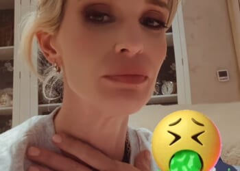 Kelly Osbourne gagged as she nervously tuned in to watch her brother Jack complete a gruesome team challenge in the I'm A Celebrity Get Me Out Of Here! jungle on Thursday