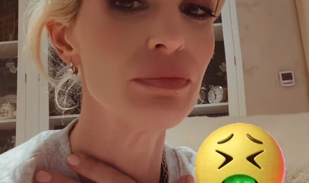 Kelly Osbourne gagged as she nervously tuned in to watch her brother Jack complete a gruesome team challenge in the I'm A Celebrity Get Me Out Of Here! jungle on Thursday