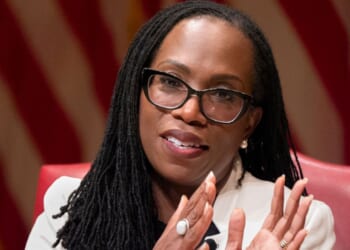 Supreme Court Associate Justice Ketanji Brown Jackson, seen in a February photo, committed another in a string of embarrassing gaffes Wednesday.