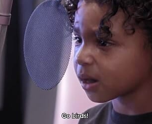 Kim Kardashian has given social media followers a first look at her son's acting skills after the youngster won a role in Angry Birds The Movie 3 - despite having no prior experience