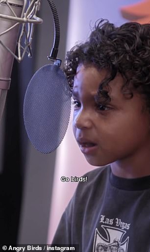 Kim Kardashian has given social media followers a first look at her son's acting skills after the youngster won a role in Angry Birds The Movie 3 - despite having no prior experience
