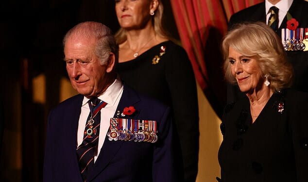 Charles appeared visibly moved by the Royal Albert Hall's rendition of God Save The King last night