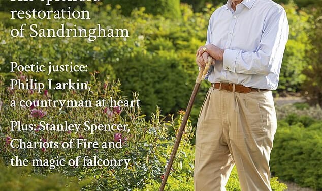 The King has appeared on the cover of Country Life magazine (pictured) to celebrate the restoration of his Sandringham gardens