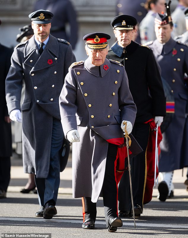 At the Cenotaph on Sunday morning, the Remembrance Day ceremony in London was impeccable, with William in his RAF uniform and his father the King in a ceremonial frock coat