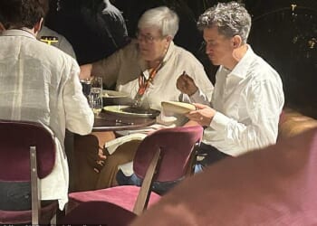 Ed Miliband (pictured right) and other delegates, including UK climate envoy Rachel Kyte (pictured centre) dined at the Hotel Tivoli in Belem